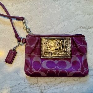 COACH Signature Poppy Purple Wristlet